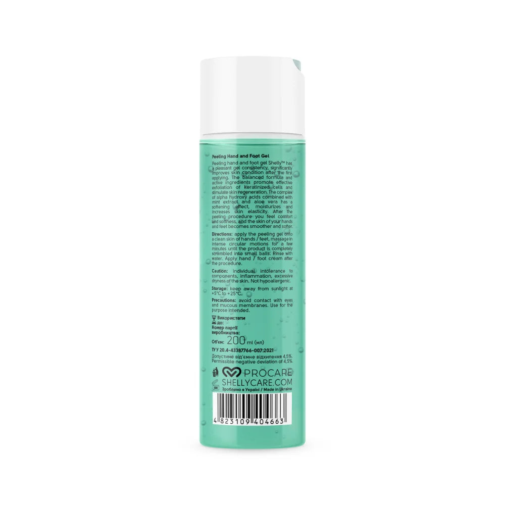 Shelly Peeling Gel for Hands & Feet with Aloe Vera, Mint Extract & AHA Acids 200 ml